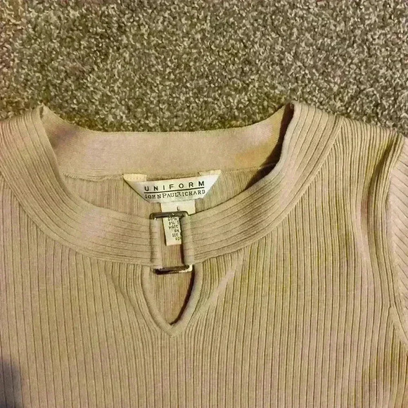 Uniform John Paul Richard tan silk blend sweater - Picture 2 of 7